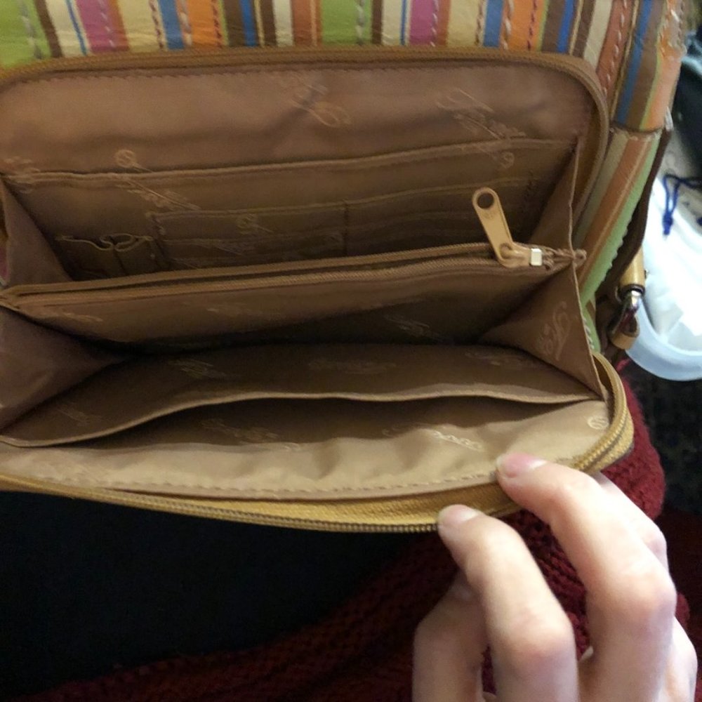 Fossil Multicolor Striped Leather Purse - image 5